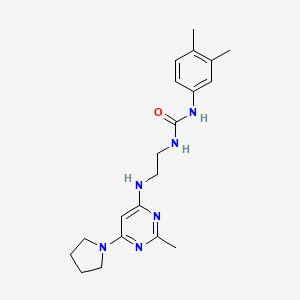 molecular formula C20H28N6O B4463416 N-(3,4-dimethylphenyl)-N'-(2-{[2-methyl-6-(1-pyrrolidinyl)-4-pyrimidinyl]amino}ethyl)urea 