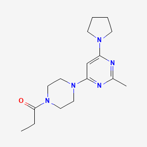 molecular formula C16H25N5O B4463433 2-methyl-4-(4-propionyl-1-piperazinyl)-6-(1-pyrrolidinyl)pyrimidine 