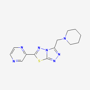 molecular formula C13H15N7S B4463436 3-(1-piperidinylmethyl)-6-(2-pyrazinyl)[1,2,4]triazolo[3,4-b][1,3,4]thiadiazole 