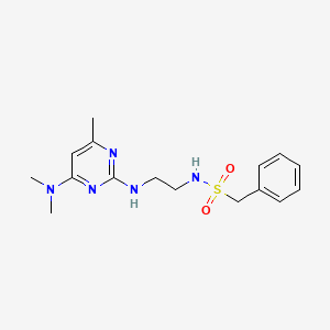 molecular formula C16H23N5O2S B4463439 N-(2-{[4-(dimethylamino)-6-methyl-2-pyrimidinyl]amino}ethyl)-1-phenylmethanesulfonamide 