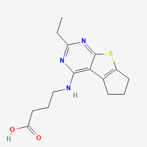 molecular formula C15H19N3O2S B4463455 4-[(2-ethyl-6,7-dihydro-5H-cyclopenta[4,5]thieno[2,3-d]pyrimidin-4-yl)amino]butanoic acid 