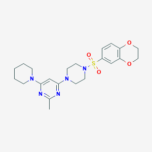 molecular formula C22H29N5O4S B4463465 4-[4-(2,3-dihydro-1,4-benzodioxin-6-ylsulfonyl)-1-piperazinyl]-2-methyl-6-(1-piperidinyl)pyrimidine 