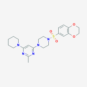 molecular formula C22H29N5O4S B4463465 4-[4-(2,3-Dihydro-1,4-benzodioxine-6-sulfonyl)piperazin-1-YL]-2-methyl-6-(piperidin-1-YL)pyrimidine 