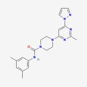 molecular formula C21H25N7O B4463466 N-(3,5-dimethylphenyl)-4-[2-methyl-6-(1H-pyrazol-1-yl)-4-pyrimidinyl]-1-piperazinecarboxamide 