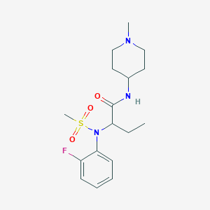 molecular formula C17H26FN3O3S B4463485 2-[(2-fluorophenyl)(methylsulfonyl)amino]-N-(1-methyl-4-piperidinyl)butanamide 