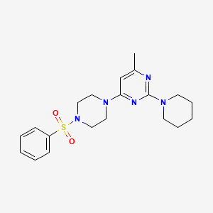 molecular formula C20H27N5O2S B4463497 4-methyl-6-[4-(phenylsulfonyl)-1-piperazinyl]-2-(1-piperidinyl)pyrimidine 