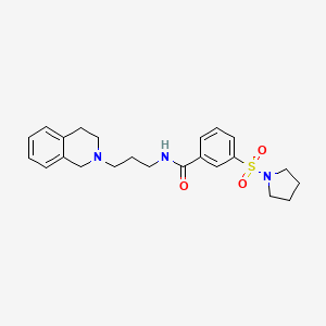 molecular formula C23H29N3O3S B4463504 N-[3-(3,4-dihydro-2(1H)-isoquinolinyl)propyl]-3-(1-pyrrolidinylsulfonyl)benzamide 