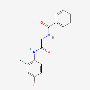 molecular formula C16H15FN2O2 B4463505 N-{2-[(4-fluoro-2-methylphenyl)amino]-2-oxoethyl}benzamide 