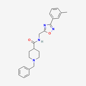 molecular formula C23H26N4O2 B4463508 1-benzyl-N-{[3-(3-methylphenyl)-1,2,4-oxadiazol-5-yl]methyl}-4-piperidinecarboxamide 