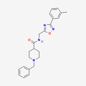 molecular formula C23H26N4O2 B4463508 1-benzyl-N-{[3-(3-methylphenyl)-1,2,4-oxadiazol-5-yl]methyl}piperidine-4-carboxamide 