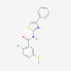 molecular formula C17H13ClN2OS2 B446351 2-chloro-5-(methylsulfanyl)-N-(4-phenyl-1,3-thiazol-2-yl)benzamide 