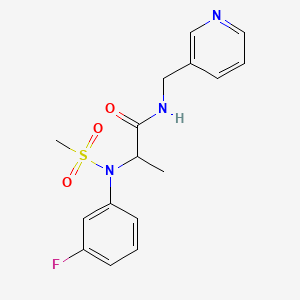 molecular formula C16H18FN3O3S B4463511 N~2~-(3-fluorophenyl)-N~2~-(methylsulfonyl)-N~1~-(3-pyridinylmethyl)alaninamide 