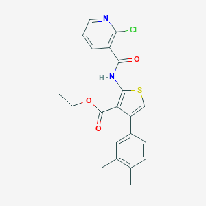 molecular formula C21H19ClN2O3S B446353 Ethyl 2-{[(2-chloro-3-pyridinyl)carbonyl]amino}-4-(3,4-dimethylphenyl)-3-thiophenecarboxylate 