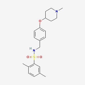 molecular formula C21H28N2O3S B4463569 2,5-dimethyl-N-{4-[(1-methyl-4-piperidinyl)oxy]benzyl}benzenesulfonamide 