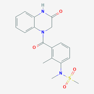 molecular formula C18H19N3O4S B4463575 N-methyl-N-{2-methyl-3-[(3-oxo-3,4-dihydro-1(2H)-quinoxalinyl)carbonyl]phenyl}methanesulfonamide 