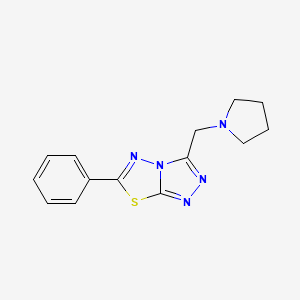 molecular formula C14H15N5S B4463578 6-phenyl-3-(1-pyrrolidinylmethyl)[1,2,4]triazolo[3,4-b][1,3,4]thiadiazole 