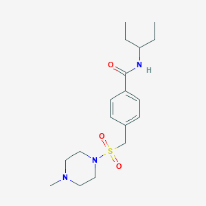 molecular formula C18H29N3O3S B4463589 N-(1-ethylpropyl)-4-{[(4-methyl-1-piperazinyl)sulfonyl]methyl}benzamide 