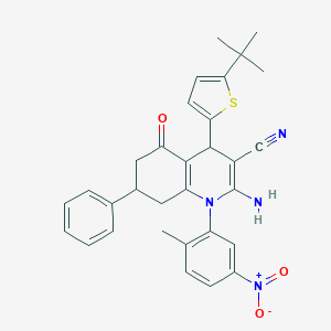 molecular formula C31H30N4O3S B446361 2-Amino-4-(5-tert-butylthien-2-yl)-1-{5-nitro-2-methylphenyl}-5-oxo-7-phenyl-1,4,5,6,7,8-hexahydroquinoline-3-carbonitrile 