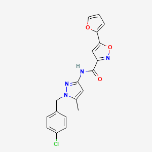 molecular formula C19H15ClN4O3 B4463614 N-[1-(4-chlorobenzyl)-5-methyl-1H-pyrazol-3-yl]-5-(2-furyl)-3-isoxazolecarboxamide 