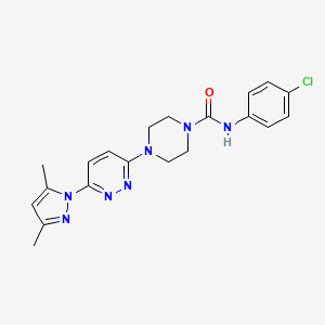 molecular formula C20H22ClN7O B4463619 N-(4-chlorophenyl)-4-[6-(3,5-dimethyl-1H-pyrazol-1-yl)-3-pyridazinyl]-1-piperazinecarboxamide 