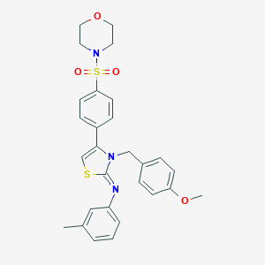 molecular formula C28H29N3O4S2 B446366 N-[(2Z)-3-(4-methoxybenzyl)-4-[4-(morpholin-4-ylsulfonyl)phenyl]-1,3-thiazol-2(3H)-ylidene]-3-methylaniline 