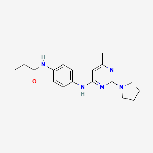 molecular formula C19H25N5O B4463667 2-methyl-N-(4-{[6-methyl-2-(1-pyrrolidinyl)-4-pyrimidinyl]amino}phenyl)propanamide 