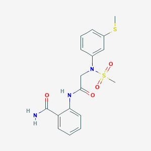 molecular formula C17H19N3O4S2 B4463675 2-({N-(methylsulfonyl)-N-[3-(methylthio)phenyl]glycyl}amino)benzamide 