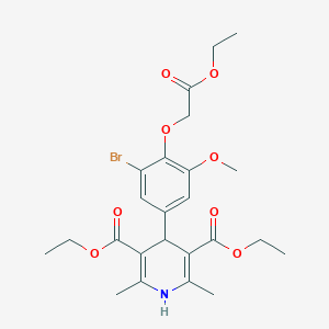 molecular formula C24H30BrNO8 B446368 Diethyl 4-[3-bromo-4-(2-ethoxy-2-oxoethoxy)-5-methoxyphenyl]-2,6-dimethyl-1,4-dihydro-3,5-pyridinedicarboxylate 