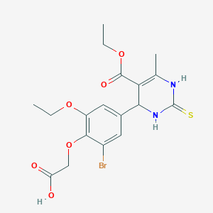 molecular formula C18H21BrN2O6S B446369 {2-Bromo-6-ethoxy-4-[5-(ethoxycarbonyl)-6-methyl-2-thioxo-1,2,3,4-tetrahydropyrimidin-4-yl]phenoxy}acetic acid 
