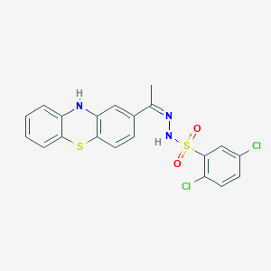 molecular formula C20H15Cl2N3O2S2 B446376 2,5-dichloro-N'-[1-(10H-phenothiazin-2-yl)ethylidene]benzenesulfonohydrazide 