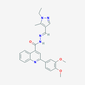 molecular formula C25H25N5O3 B446384 2-(3,4-dimethoxyphenyl)-N'-[(1-ethyl-5-methyl-1H-pyrazol-4-yl)methylene]-4-quinolinecarbohydrazide 