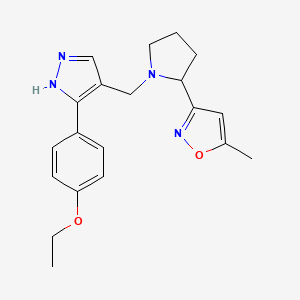 molecular formula C20H24N4O2 B4463842 3-(1-{[3-(4-ethoxyphenyl)-1H-pyrazol-4-yl]methyl}-2-pyrrolidinyl)-5-methylisoxazole 