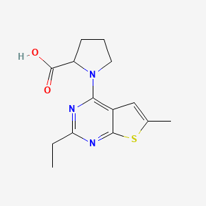 molecular formula C14H17N3O2S B4463850 1-(2-ethyl-6-methylthieno[2,3-d]pyrimidin-4-yl)proline 