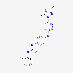 molecular formula C24H25N7O B4463852 N-(2-methylphenyl)-N'-(4-{[6-(3,4,5-trimethyl-1H-pyrazol-1-yl)-3-pyridazinyl]amino}phenyl)urea 