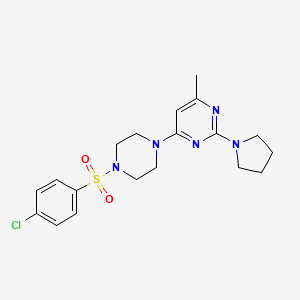 molecular formula C19H24ClN5O2S B4463859 4-{4-[(4-chlorophenyl)sulfonyl]-1-piperazinyl}-6-methyl-2-(1-pyrrolidinyl)pyrimidine 