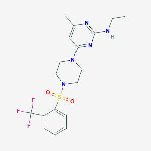 molecular formula C18H22F3N5O2S B4463868 N-ethyl-4-methyl-6-(4-{[2-(trifluoromethyl)phenyl]sulfonyl}-1-piperazinyl)-2-pyrimidinamine 