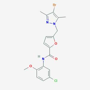 5-[(4-bromo-3,5-dimethyl-1H-pyrazol-1-yl)methyl]-N-(5-chloro-2-methoxyphenyl)-2-furamide