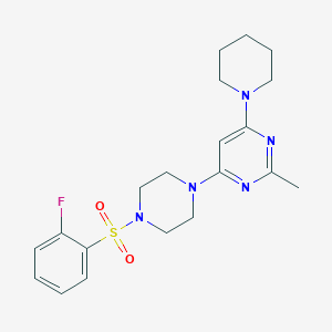 molecular formula C20H26FN5O2S B4463882 4-{4-[(2-fluorophenyl)sulfonyl]-1-piperazinyl}-2-methyl-6-(1-piperidinyl)pyrimidine 