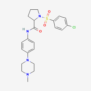 molecular formula C22H27ClN4O3S B4463944 1-[(4-chlorophenyl)sulfonyl]-N-[4-(4-methyl-1-piperazinyl)phenyl]prolinamide 