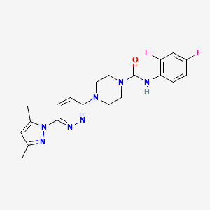 molecular formula C20H21F2N7O B4463975 N-(2,4-difluorophenyl)-4-[6-(3,5-dimethyl-1H-pyrazol-1-yl)-3-pyridazinyl]-1-piperazinecarboxamide 