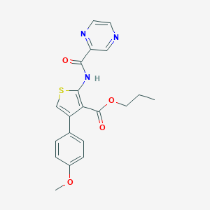 Propyl 4-(4-methoxyphenyl)-2-[(2-pyrazinylcarbonyl)amino]-3-thiophenecarboxylate