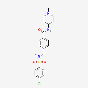 molecular formula C21H26ClN3O3S B4463994 4-{[[(4-chlorophenyl)sulfonyl](methyl)amino]methyl}-N-(1-methyl-4-piperidinyl)benzamide 