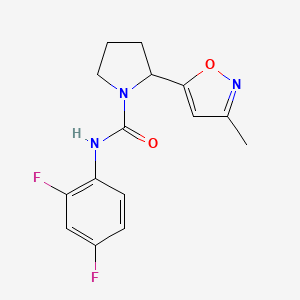 molecular formula C15H15F2N3O2 B4464005 N-(2,4-difluorophenyl)-2-(3-methyl-5-isoxazolyl)-1-pyrrolidinecarboxamide 