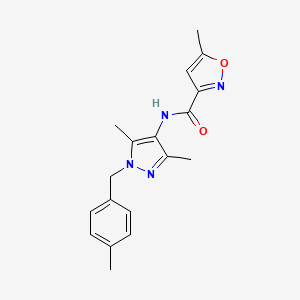 molecular formula C18H20N4O2 B4464038 N-[3,5-dimethyl-1-(4-methylbenzyl)-1H-pyrazol-4-yl]-5-methyl-3-isoxazolecarboxamide 
