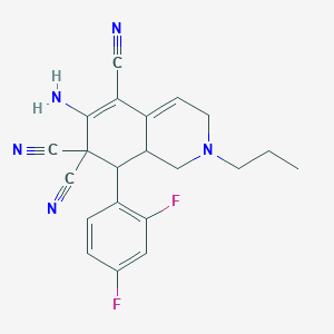 molecular formula C21H19F2N5 B4464048 6-amino-8-(2,4-difluorophenyl)-2-propyl-2,3,8,8a-tetrahydro-5,7,7(1H)-isoquinolinetricarbonitrile 