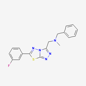 molecular formula C18H16FN5S B4464074 N-benzyl-1-[6-(3-fluorophenyl)[1,2,4]triazolo[3,4-b][1,3,4]thiadiazol-3-yl]-N-methylmethanamine 