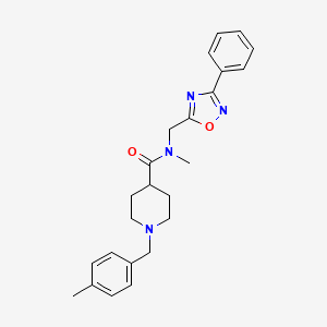 molecular formula C24H28N4O2 B4464075 N-methyl-1-(4-methylbenzyl)-N-[(3-phenyl-1,2,4-oxadiazol-5-yl)methyl]-4-piperidinecarboxamide 