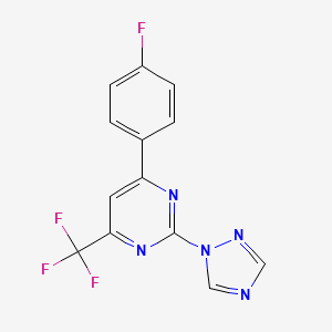 molecular formula C13H7F4N5 B4464092 4-(4-fluorophenyl)-2-(1H-1,2,4-triazol-1-yl)-6-(trifluoromethyl)pyrimidine 