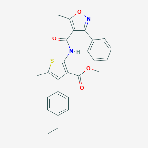 molecular formula C26H24N2O4S B446412 Methyl 4-(4-ethylphenyl)-5-methyl-2-{[(5-methyl-3-phenyl-4-isoxazolyl)carbonyl]amino}-3-thiophenecarboxylate 