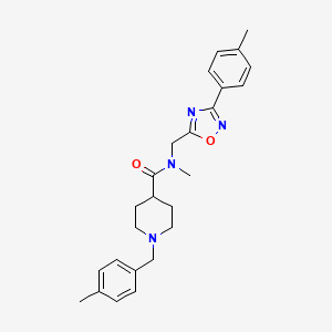 molecular formula C25H30N4O2 B4464126 N-methyl-1-(4-methylbenzyl)-N-{[3-(4-methylphenyl)-1,2,4-oxadiazol-5-yl]methyl}-4-piperidinecarboxamide 